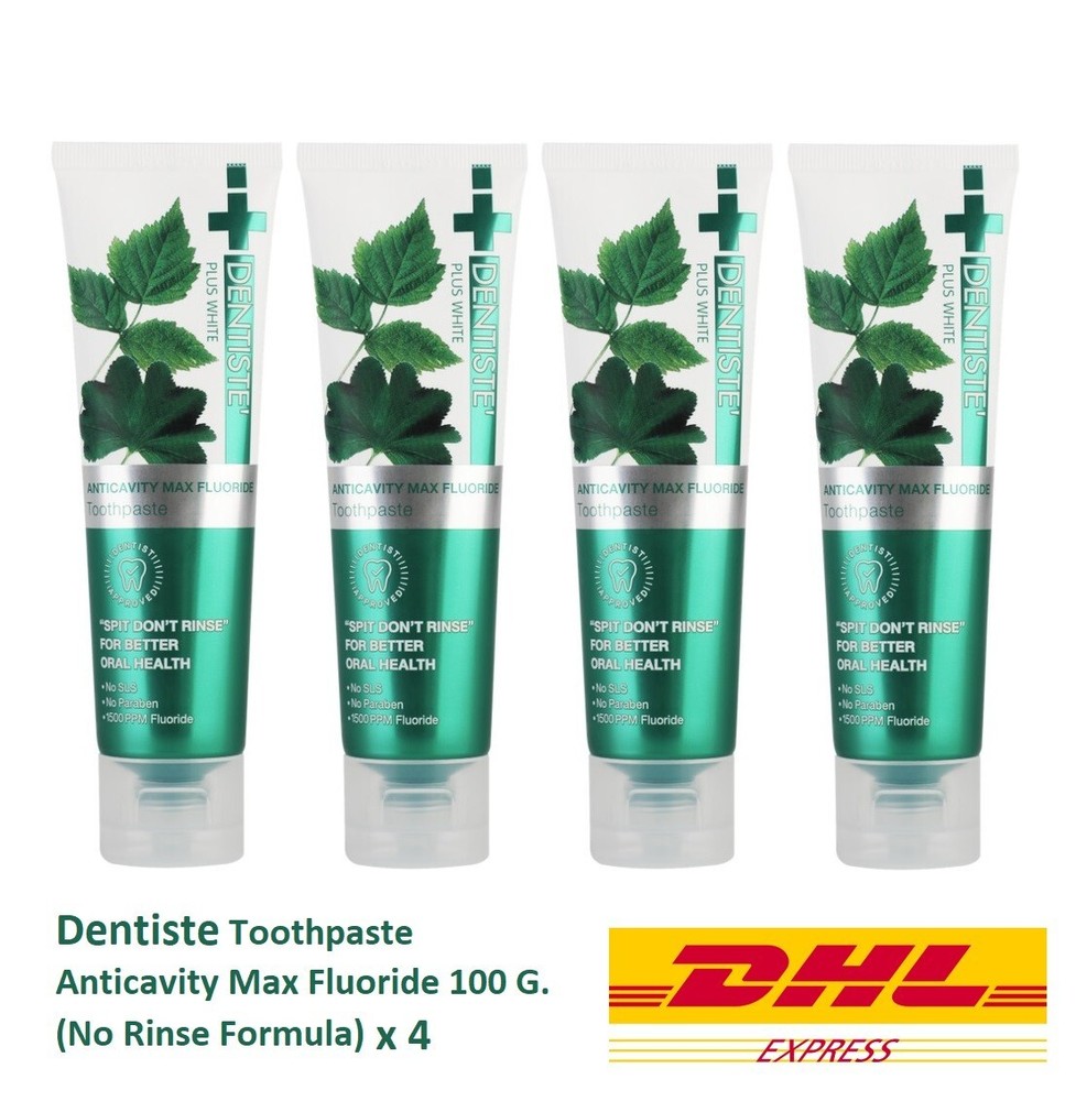 4 x Dentiste Anticavity Max Fluoride Plus White No Rinse Formula Toothpaste 100g