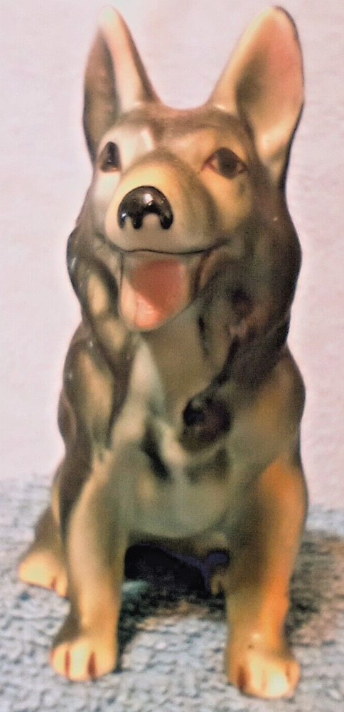 German Shepherd Dog Bone China Figurine