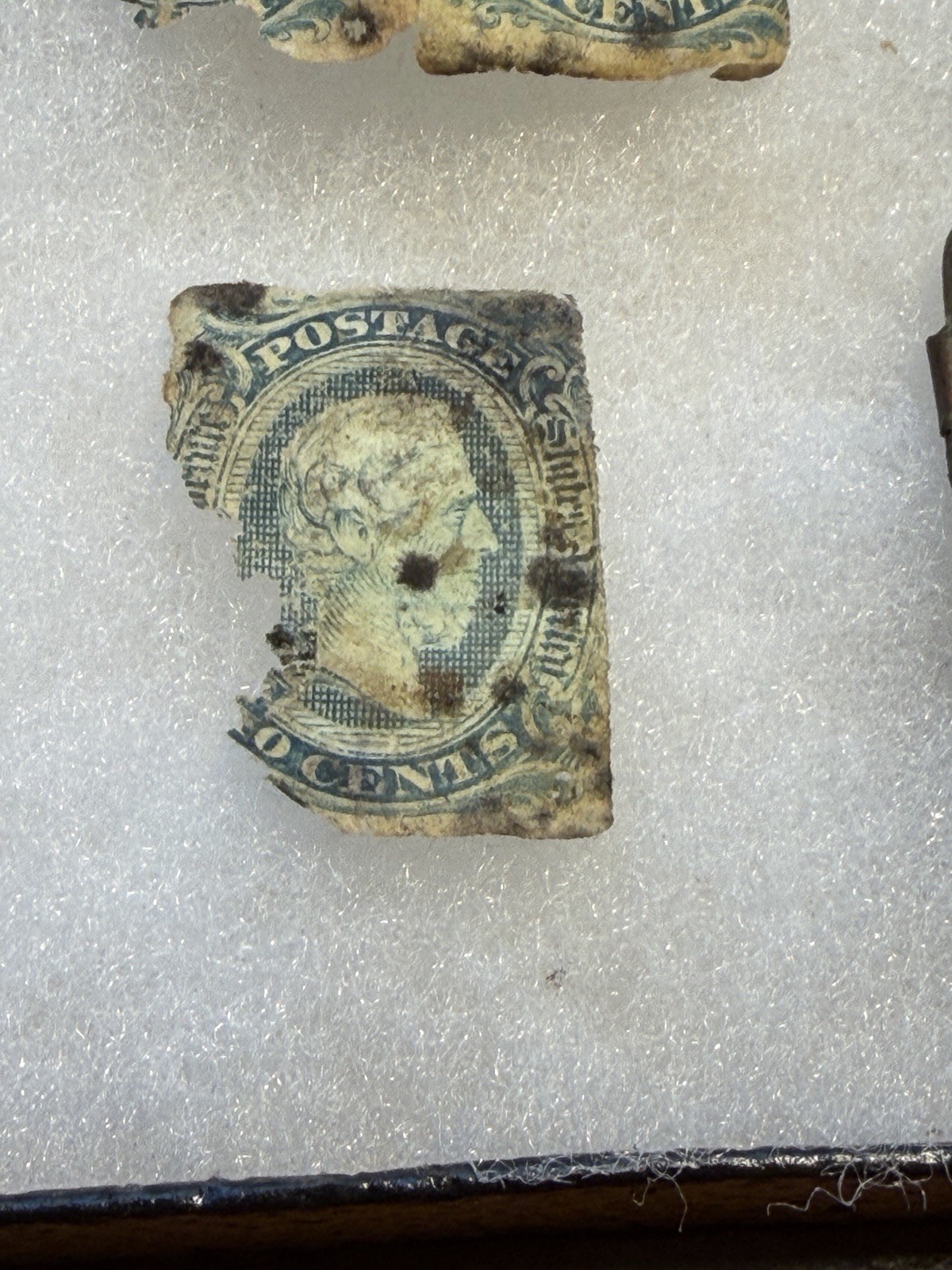 Rare Confederate Stamp Box w/ Stamps 1863 10c blue Scott & Green 2c - Richmond