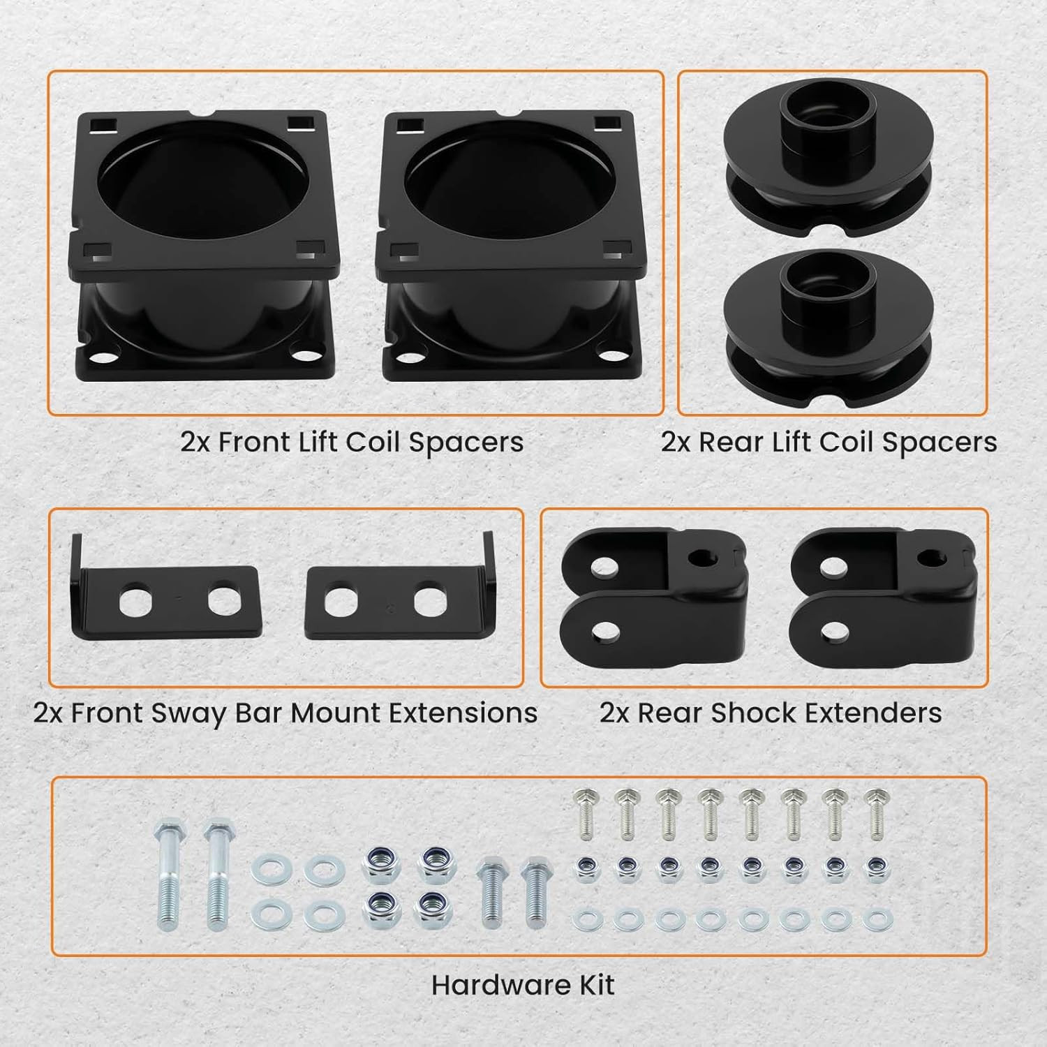 2.5in Front 1.25in Rear Lift Kit for Ford Explorer 2WD 4WD 2011-2019 Black