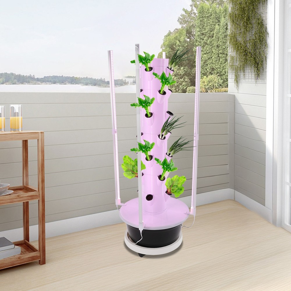 7 Layer 28 Holes Hydroponic System w/Light Vertical Hydroponic Growing Tower Kit