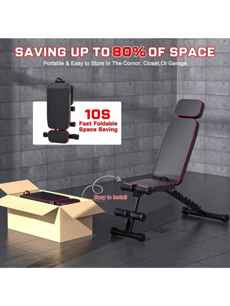 9-Position Adjustable Foldable Weight Bench Gym 800lbs Capacity Full Body