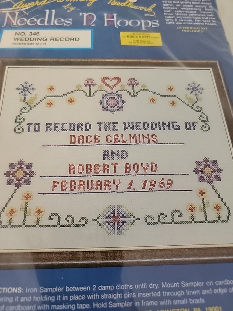 Needles n Hoops/NO.346 WEDDING RECORD/Sampler Kit