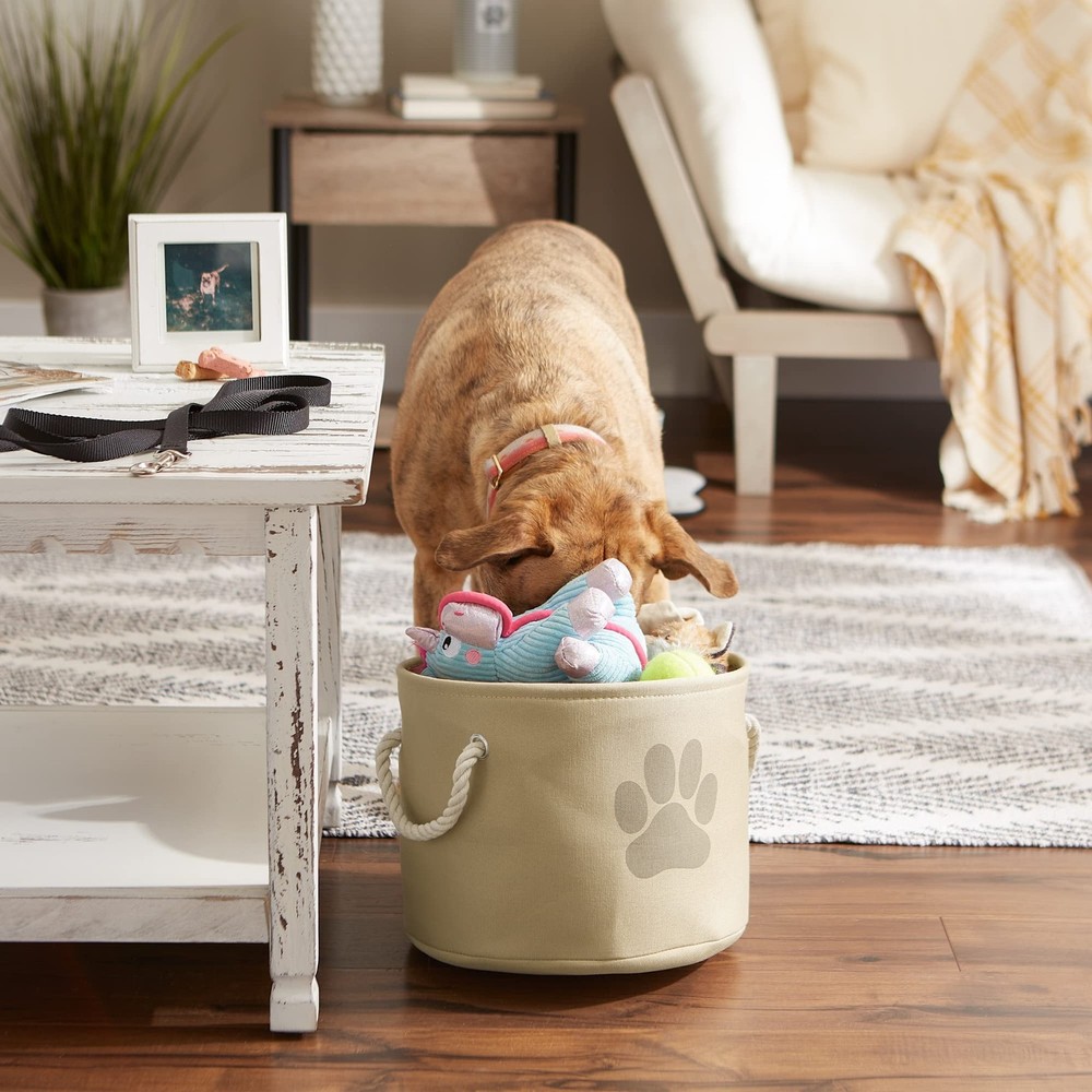 Pet Storage Collection Collapsible Bin Small Round Taupe