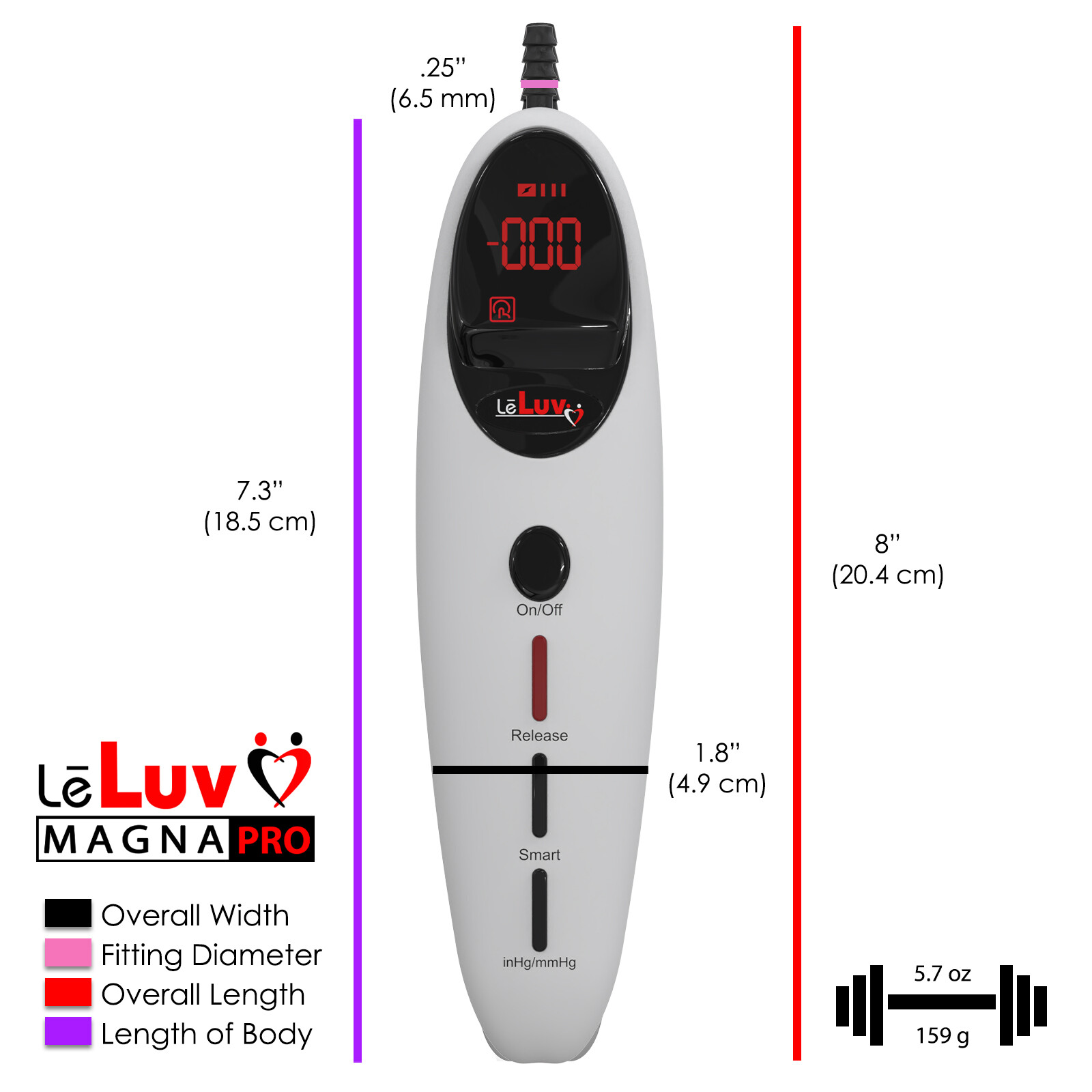 LeLuv Magna PRO+ Penis Pump | Round Flange Cylinders | Smart LCD Screen Handle