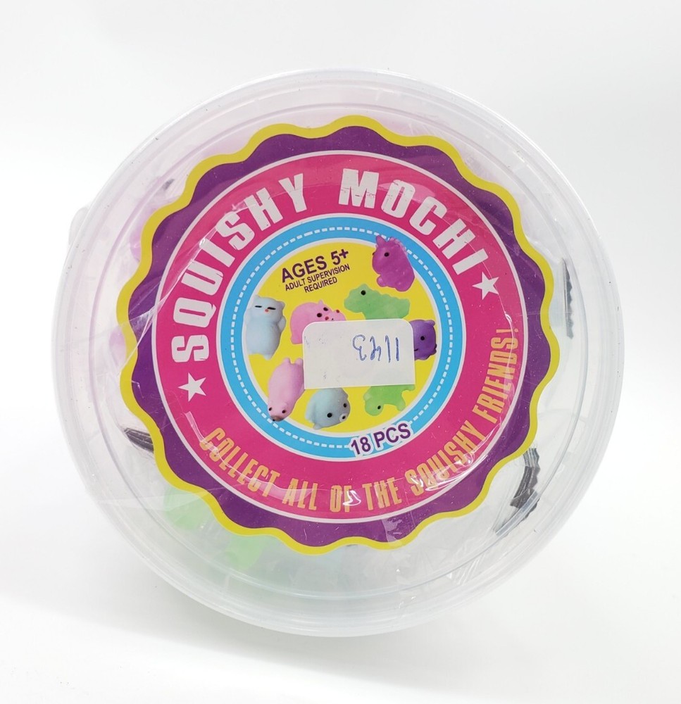 Squishy Mochi Animals 18 Pieces with Storage Container