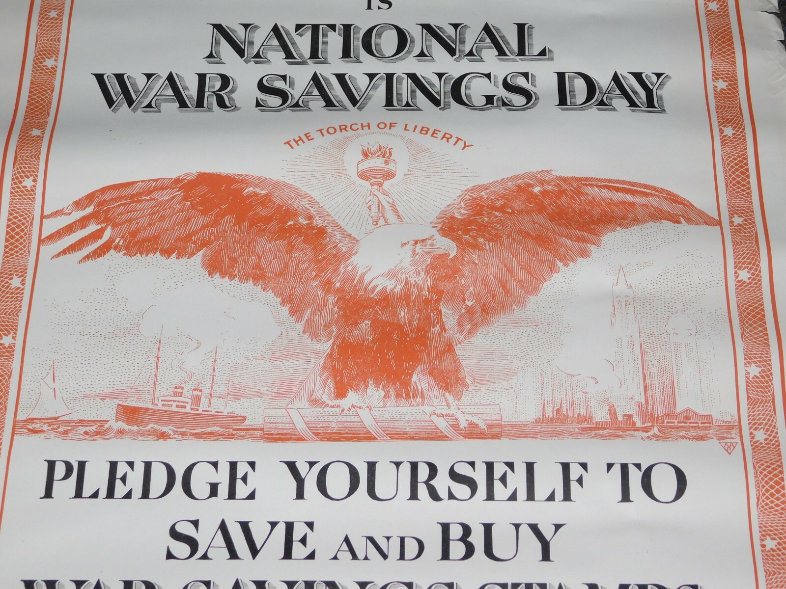 VINTAGE WWI WORLD WAR 1 NATIONAL WAR SAVINGS DAY WSS FIGHT FOR YOU EAGLE POSTER