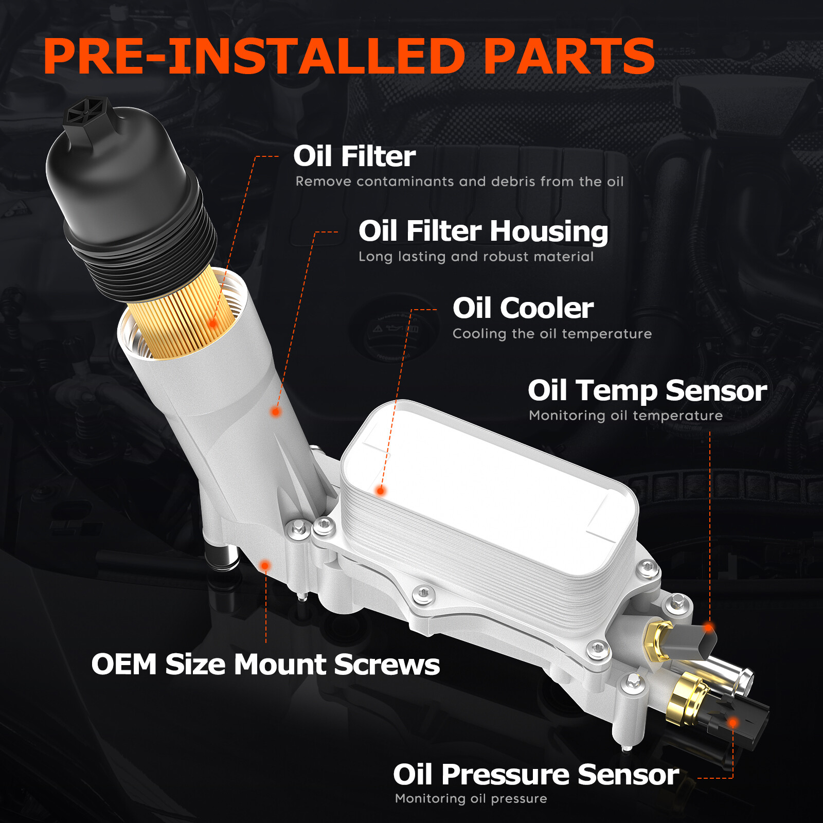 926-959 Aluminum Oil Filter Housing For 2011-2016 Dodge Jeep Chrysler Ram 3.6L