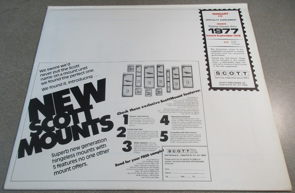"SCOTT" HUNGARY SUPPLEMENT # 28 1977 W/FREE SHIPPING!!