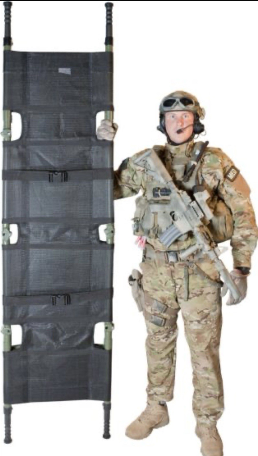 MILITARY FOLD UP LITTER AND BAG AND X2 Straps MILITARY SURPLUS MEDICAL