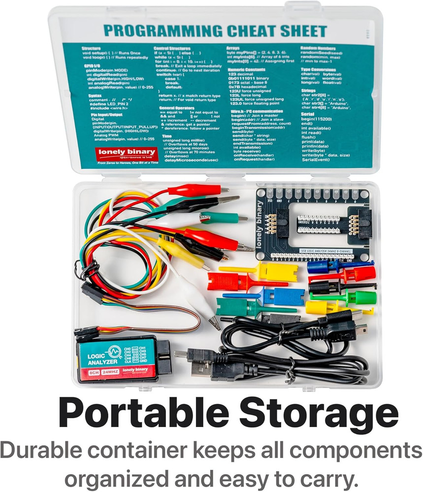 Logic Analyzer 8 Channels 24Mhz USB Kit with Base Module, Breadboard Breakout Bo