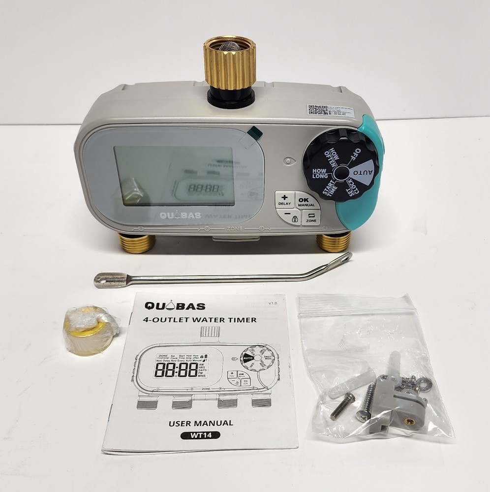 4 Zone Water Timer, Programmable Sprinkler Timer for Garden Hose with Rain Delay