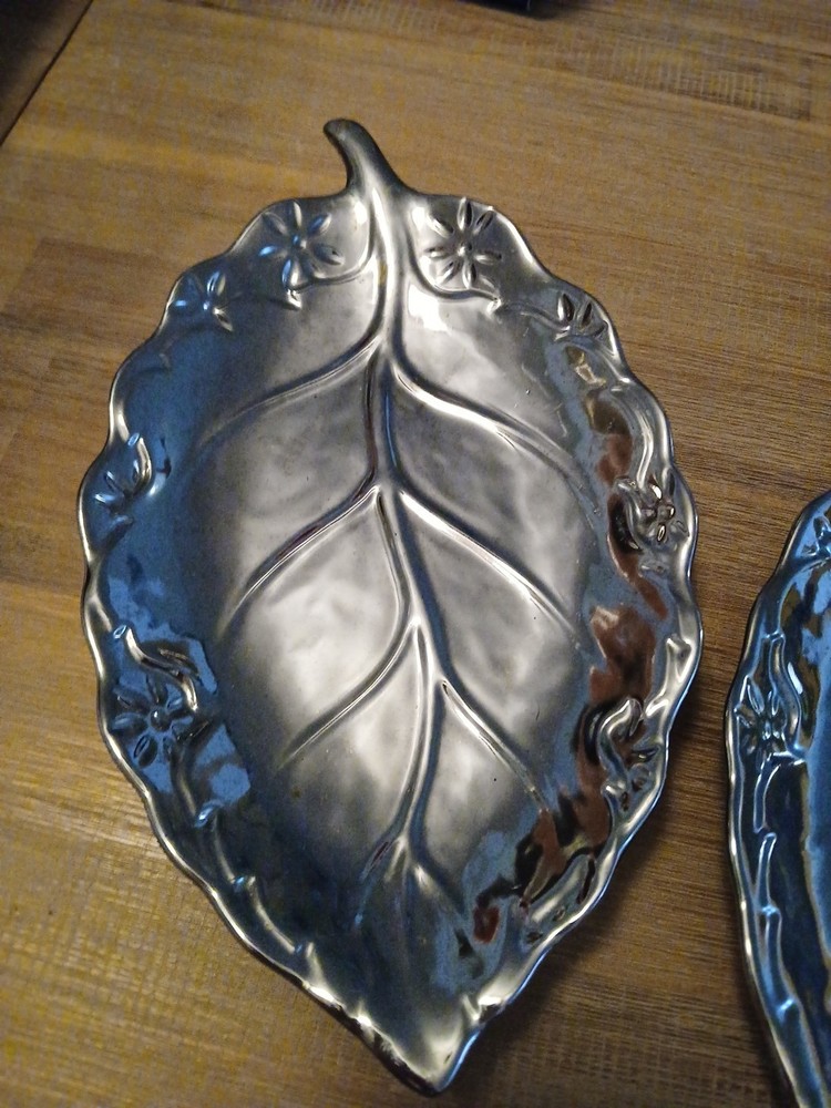 Chrome Plated Leaf Shape Serving Platter Tray