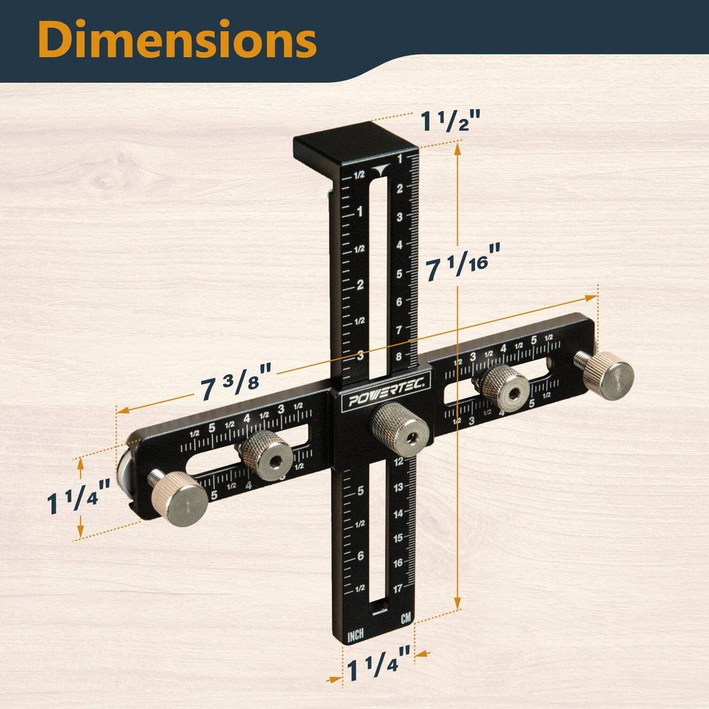 POWERTEC 72186 Cabinet Hardware Jig for Knobs, Handles & Pulls, 1PK