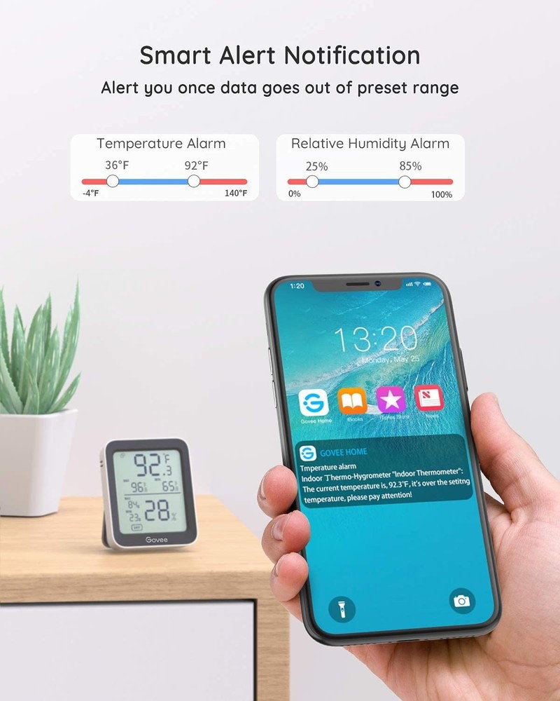 Govee Bluetooth Hygrometer Thermometer 2 Pack with Large LCD B