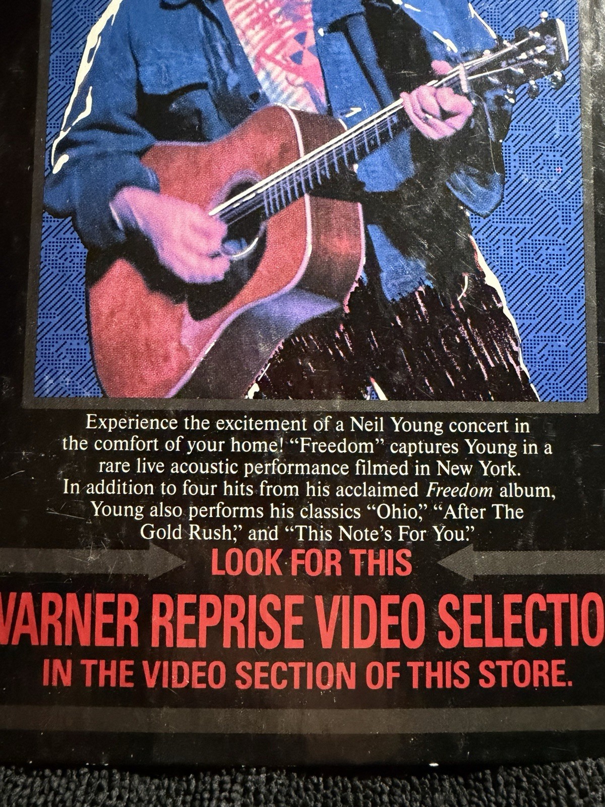 NEIL YOUNG 1990 Warner Music PROMO 12.5”x5.5” Display~the “Freedom” Video