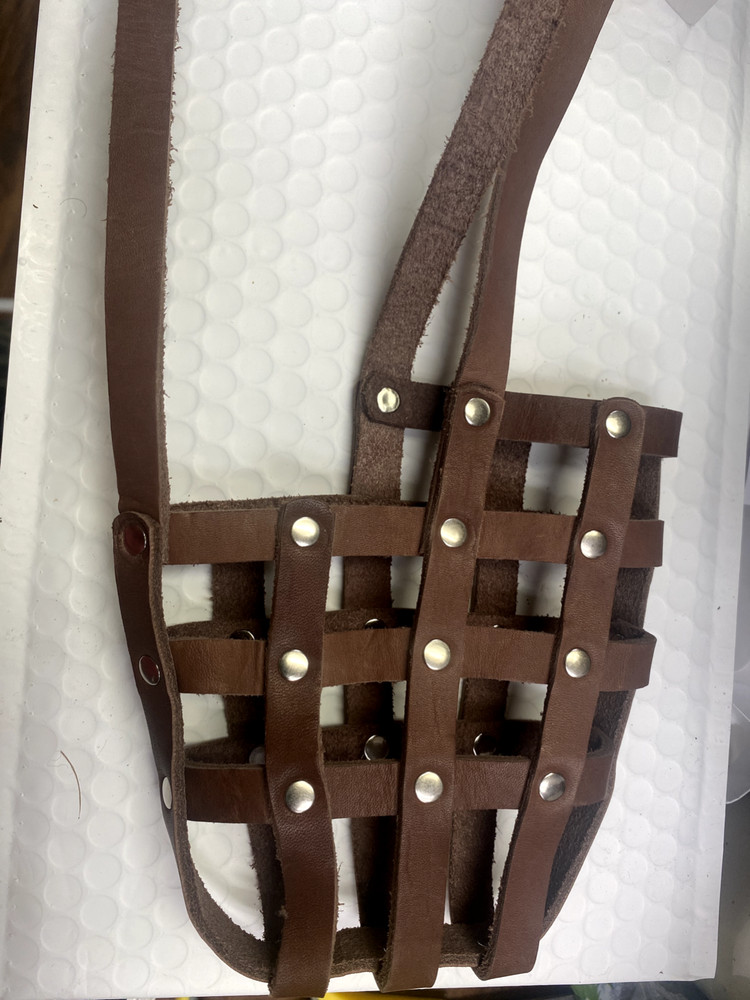 Genuine Leather Mesh Basket Secure Muzzle #143, German Shepherd, Labrador, Husky