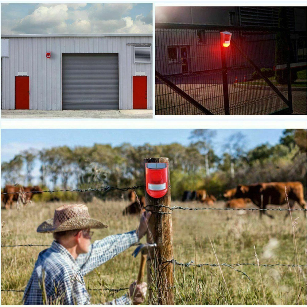 Magic Solar Alarm Warning Satety Anti-Theft Flashing Light Sensor Garden Yard