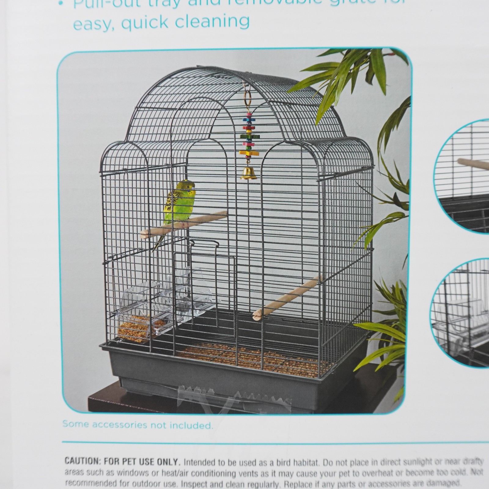 You & Me Parakeet Habitat Scallop Top Cage In Gray With Perches & Covered Dishes