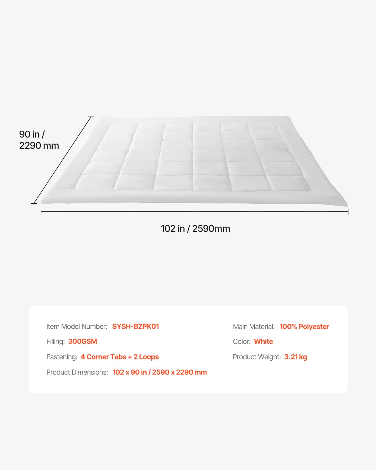 VEVOR Comforter Duvet Insert 102 x 90 in King Size Down Alternative Comforter