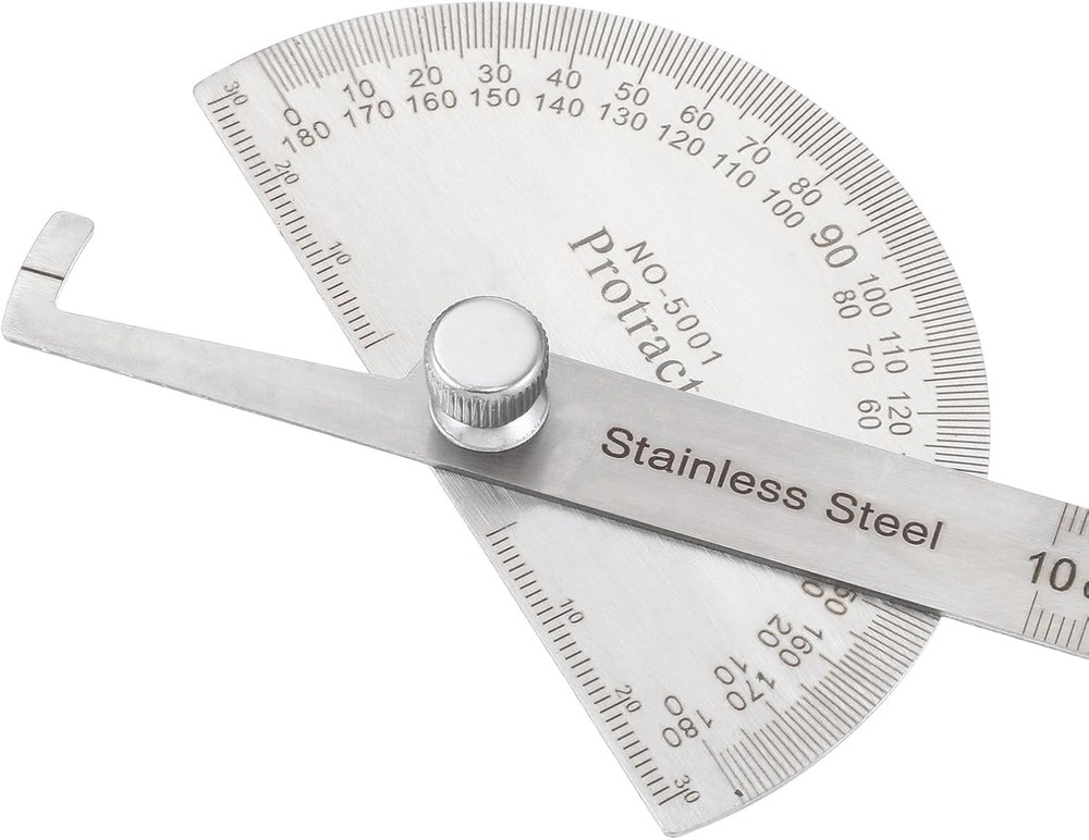 Precision Stainless Steel Angle Protractor & Ruler – 0-180 Degrees Adjustable