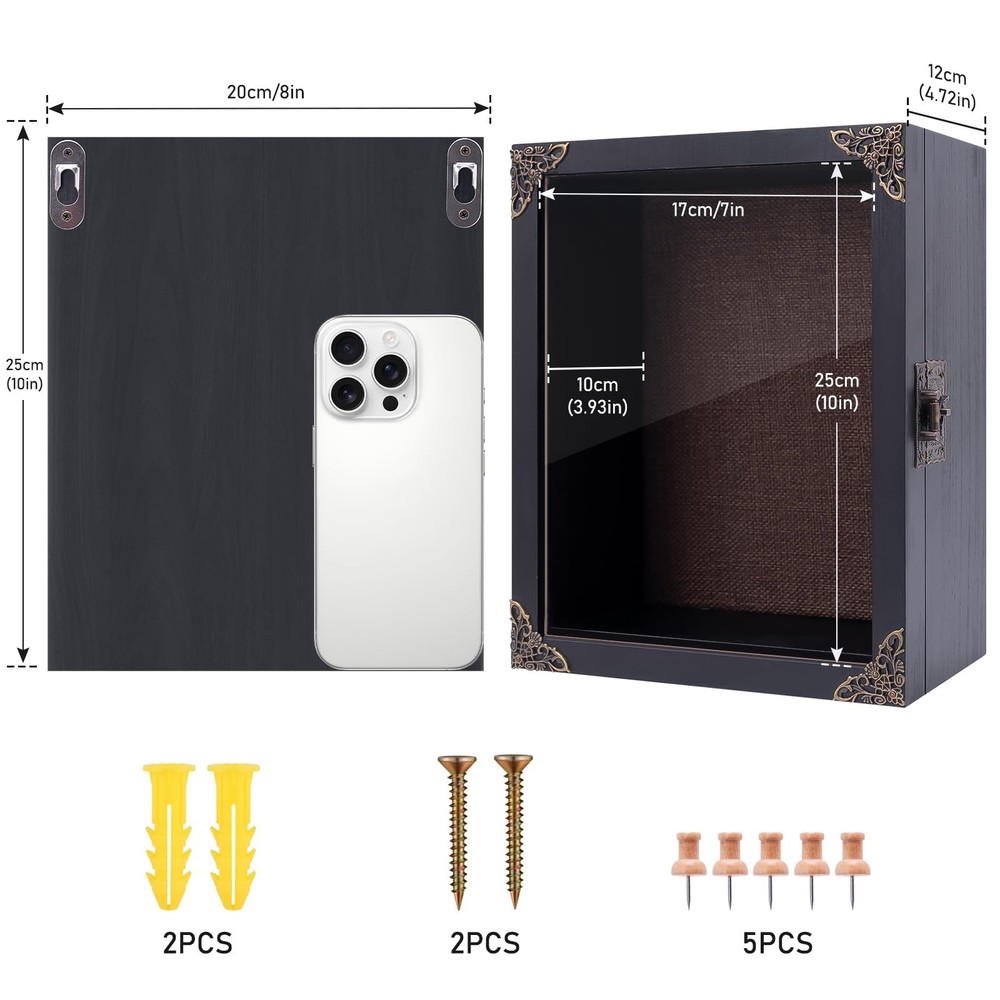 Shadow Box Frame 8x10 Deep Display Case Memorial Keepsake Wood Rustic Decor