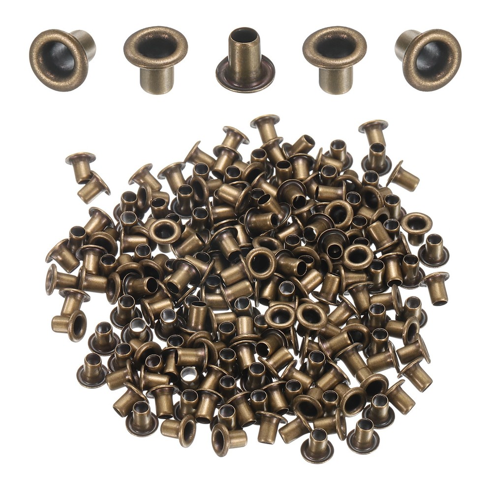 100Pcs Grommets Eyelets Kit 2mm Brass Eyelets, Brown