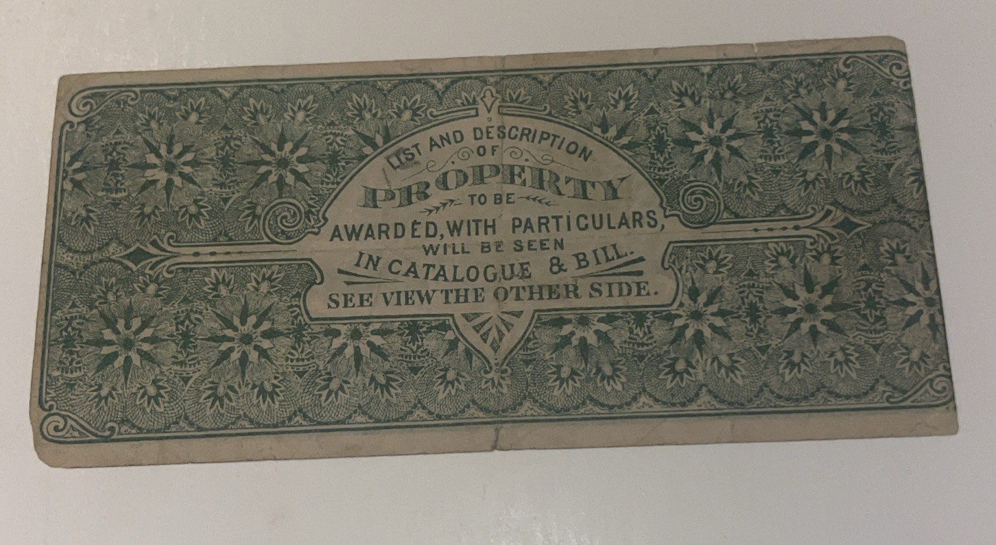 Very Rare 1879 1 Dollar Bill/Coupon Award Manchester Connecticut