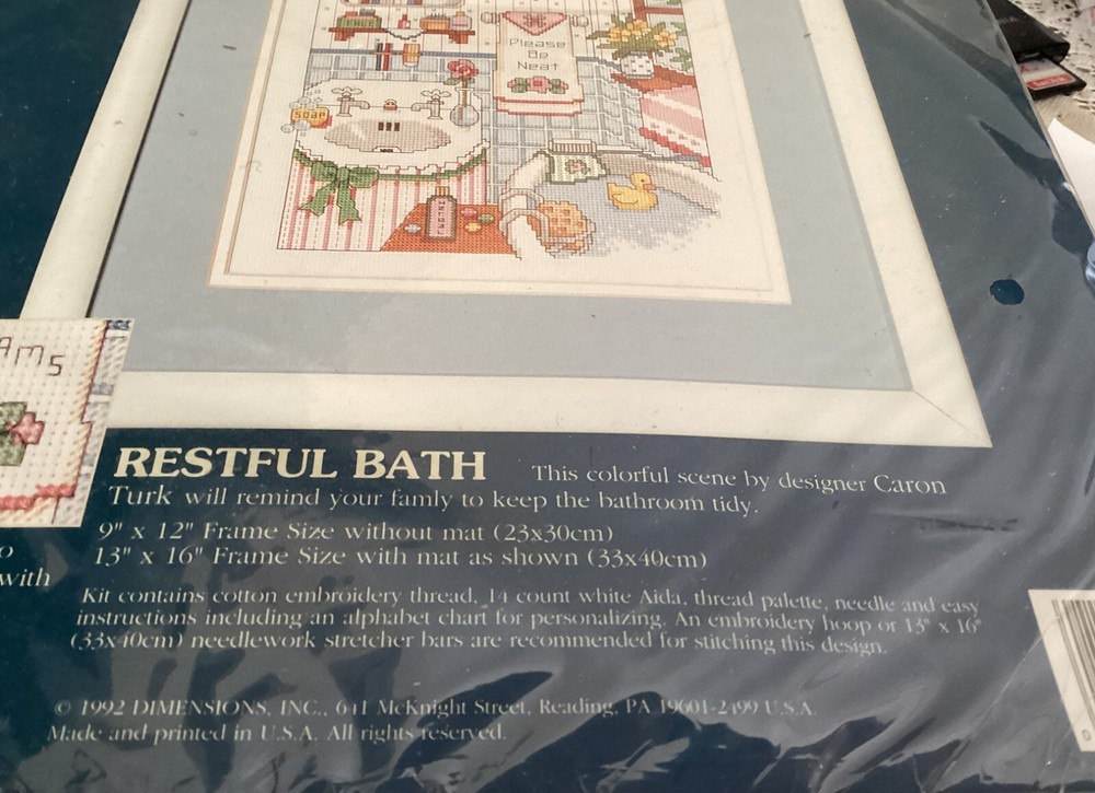 Dimensions Counted Cross Stitch Kit Restful Bath Never Opened