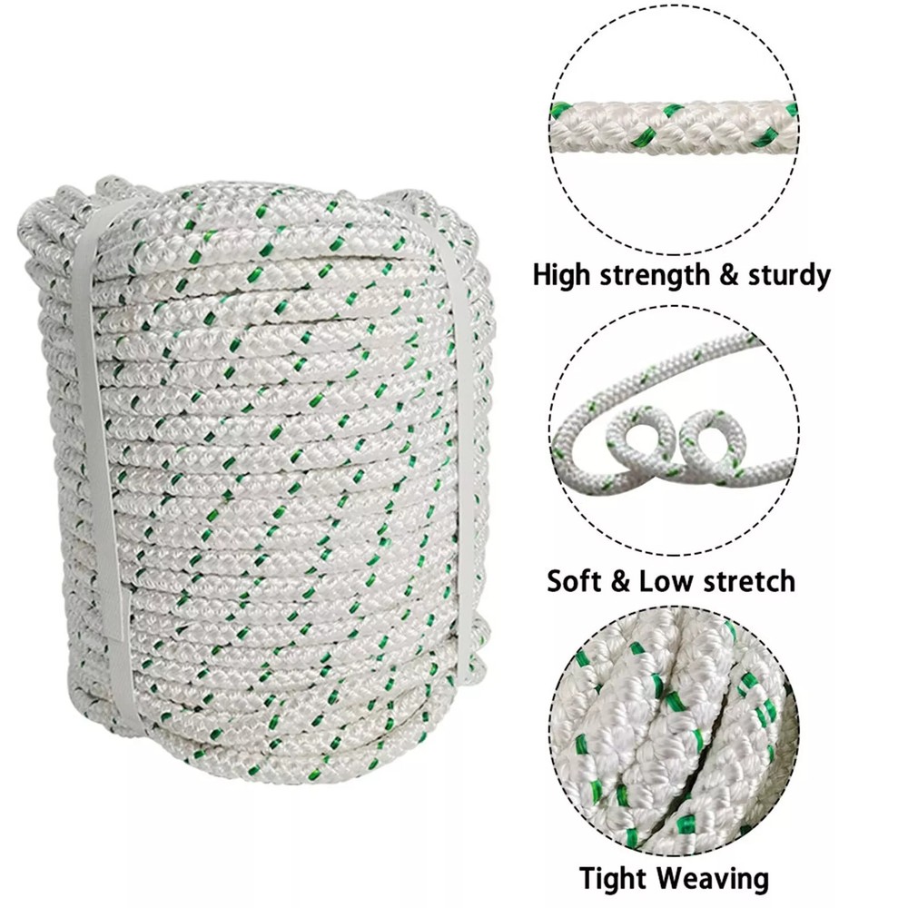 3/8" x 100' Breaking Strength Double Braid Polyester Rope 4800Lbs Heavy Duty