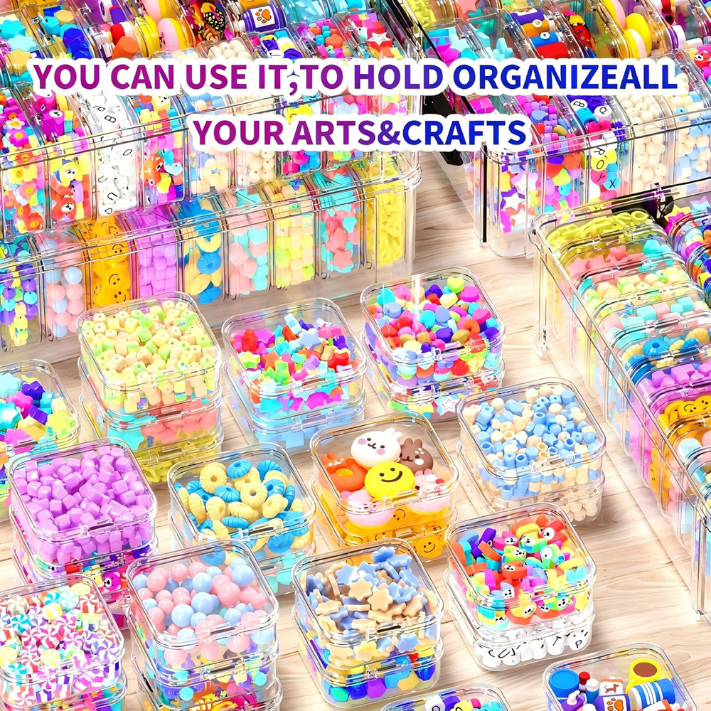 Bead Organizer Box 120 Pcs, 4-Tier Large Capacity Stackable Bead Storage Contain