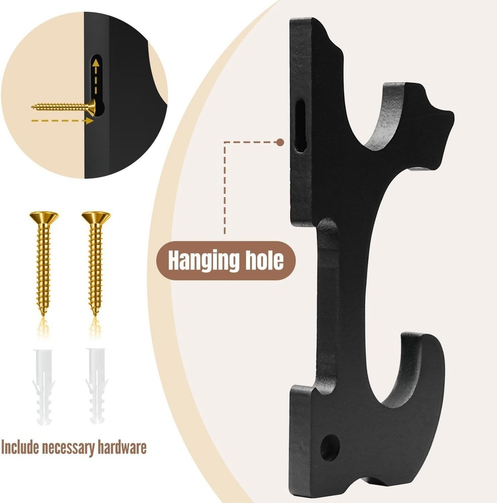 2/Set Sword Hook Wall Mount Samurai Sword Hanger Display Holder Adjustable fo...