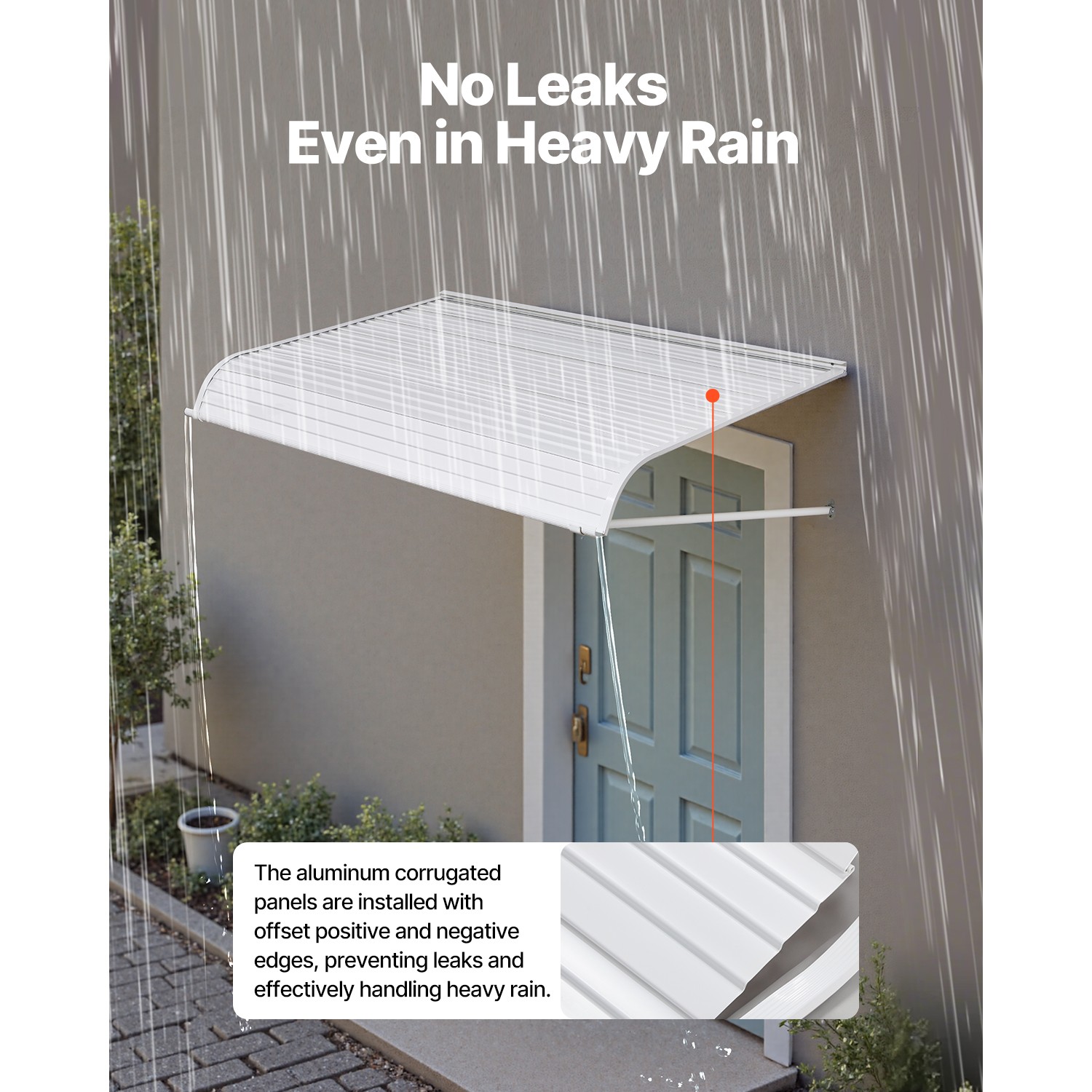 Window Awning Door Canopy 60x42 in Aluminum Alloy Front Door Awnings Anti-Rust