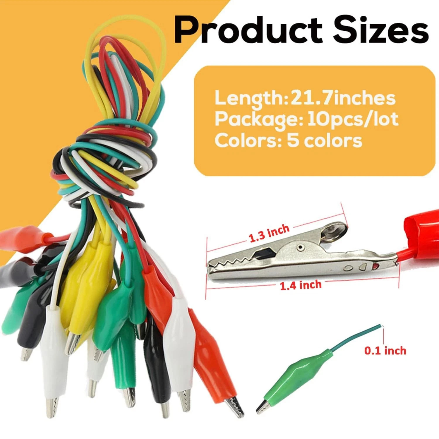 20PCS Alligator Clips Test Leads Set, 5-Color 21.5" Jumper Wires for Circuit