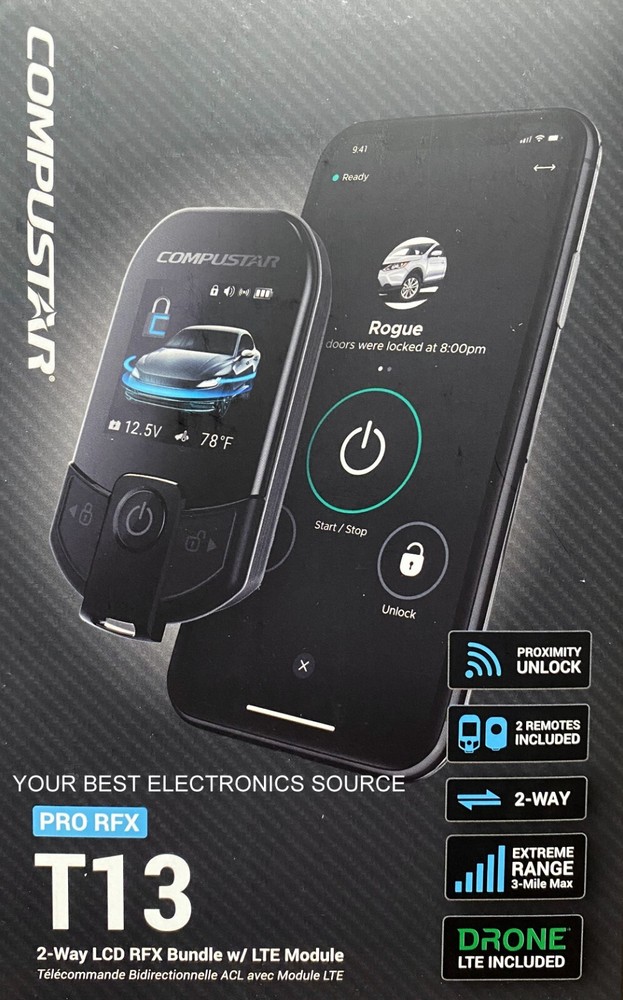 NEW Firstech/Compustar RFX-P2WT13-SF 2-Way Remote Kit with DRONE LTE Module