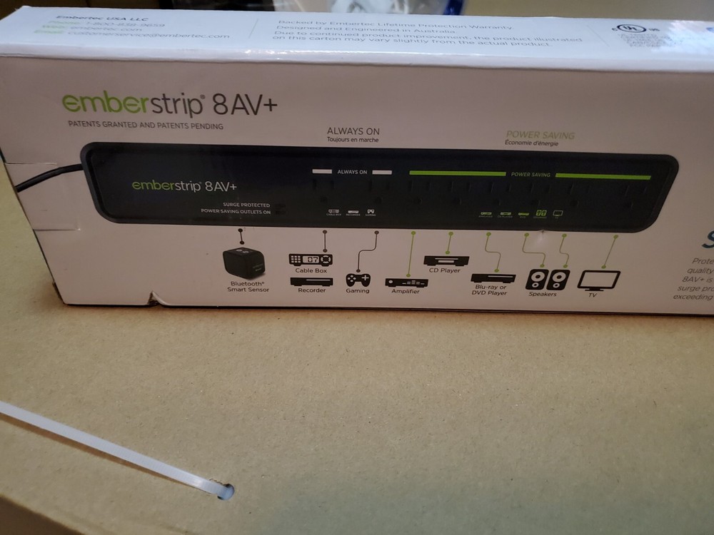 Embertec Emberstrip 8AV+ Fully Automatic Bluetooth Smart Sensor Surge Protected