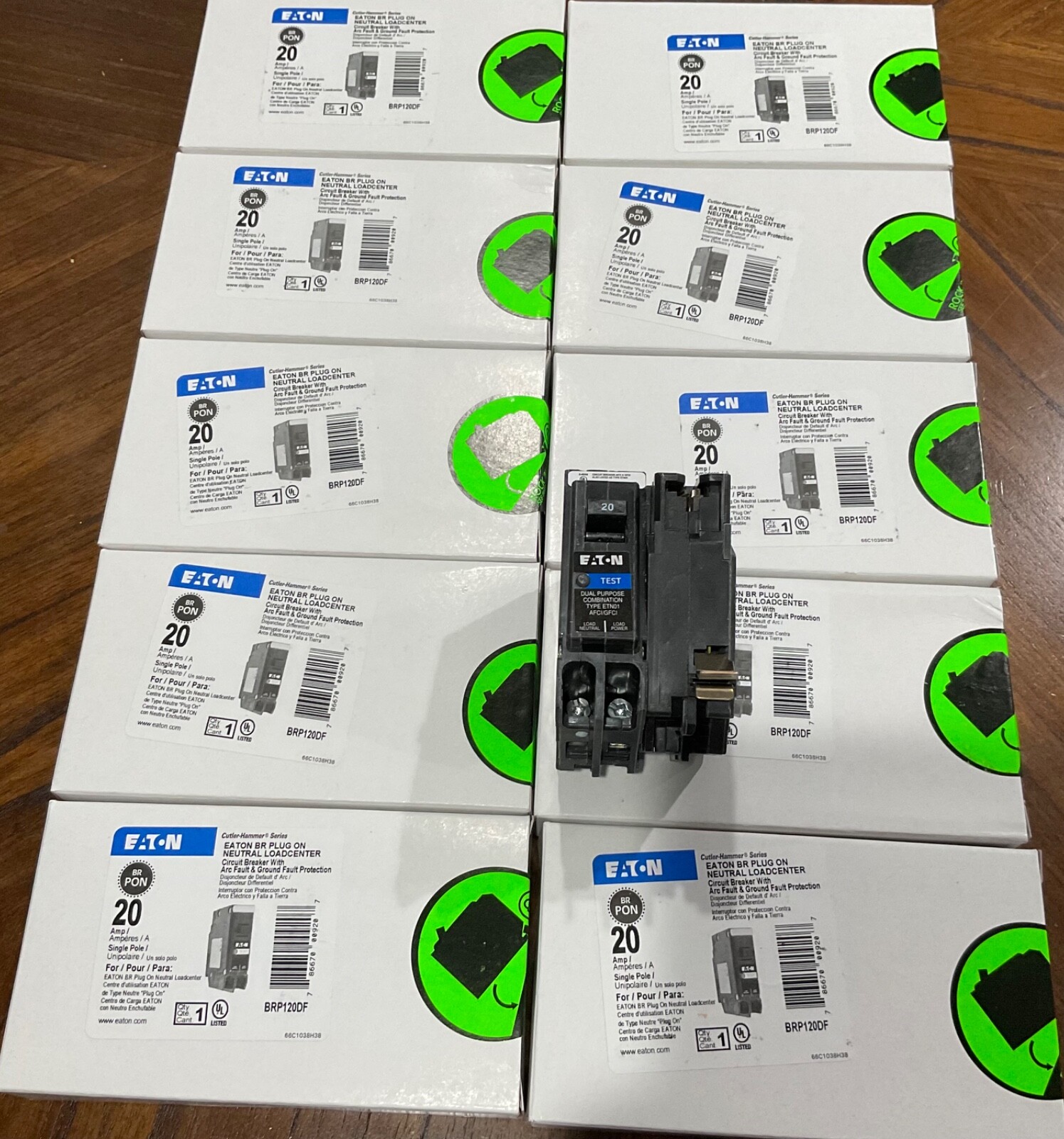 10PCS CUTLER HAMMER EATON BRP120DF 20A AFCI/GFCI PLUG ON NEUTRAL NEW IN BOX