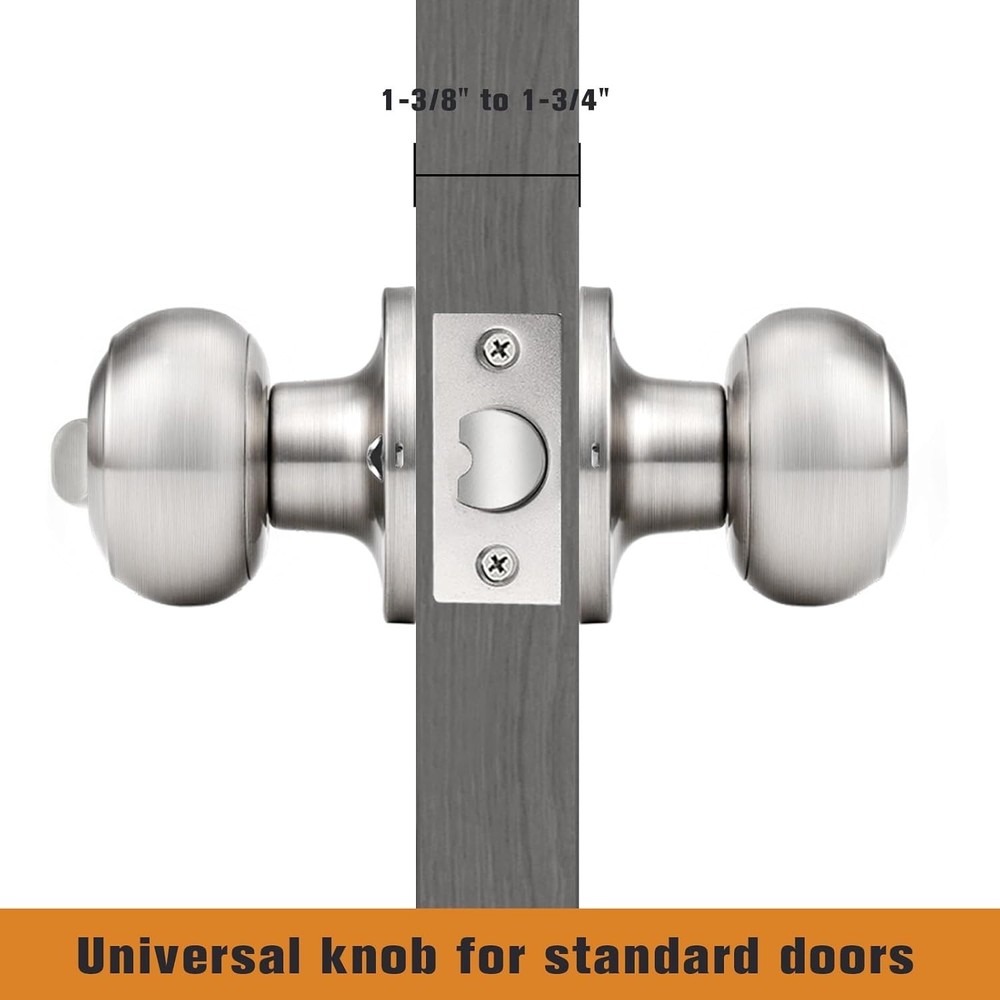 Durable Stainless Steel Privacy Knob Set - 5 Pack with Keyless Function