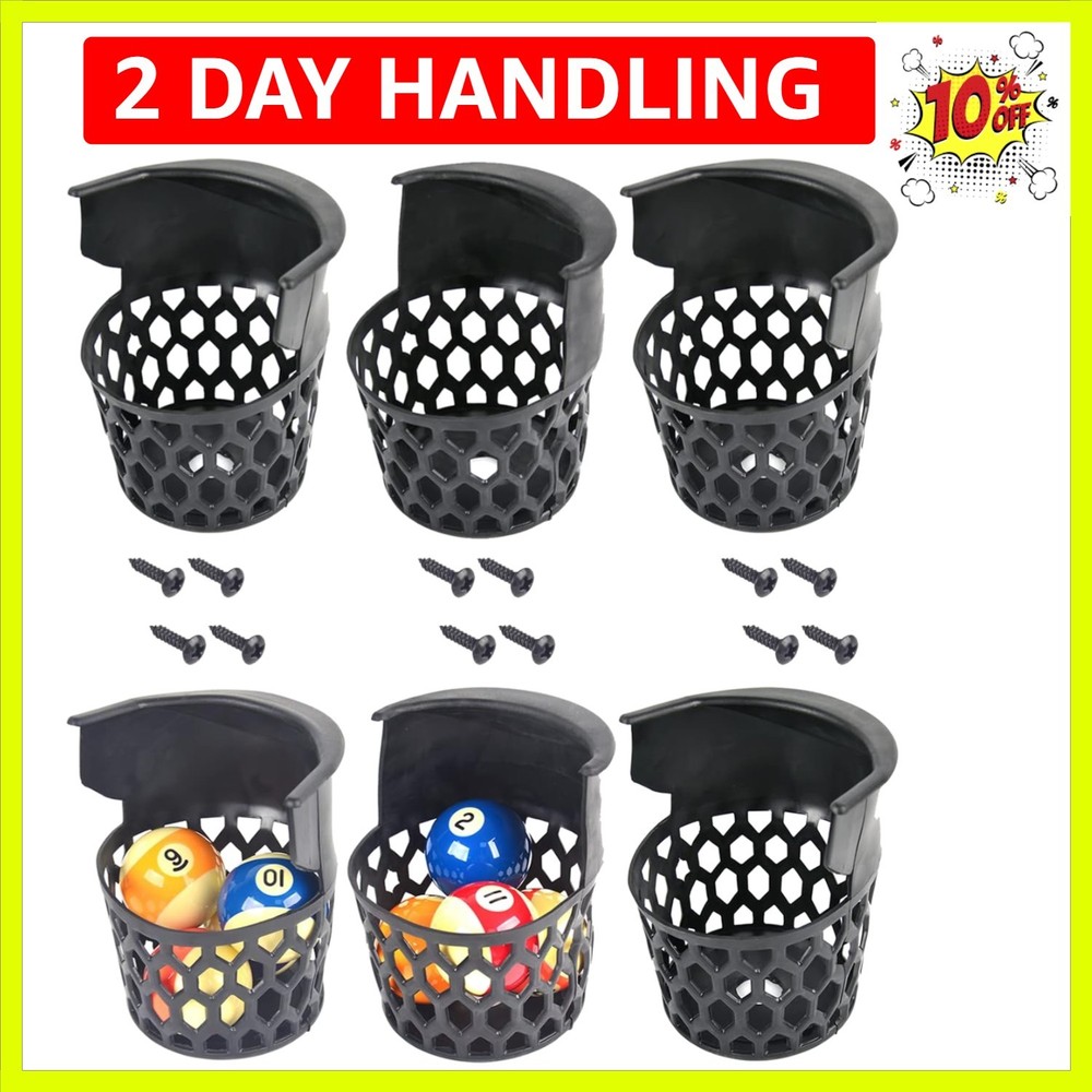 Replacement Pockets for Billiard Table Set of 6 Plastic Web Pockets