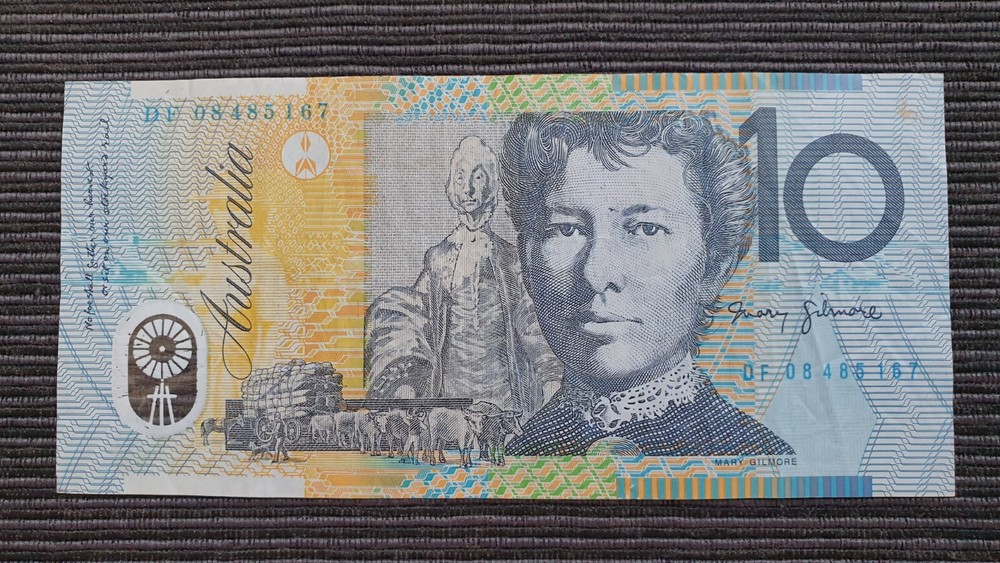 AUSTRALIA $10 2008 LAST PREFIX Polymer Banknote DF08 485167