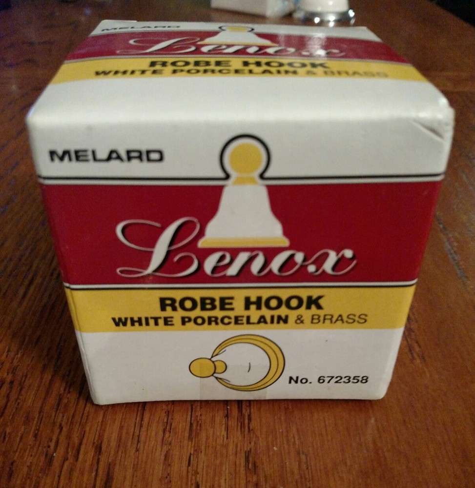 Lenox robe hook white porcelain and brass