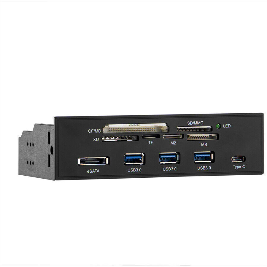 5.25" PC Computer Front Panel USB Card Reader USB 3.0 Type-C eSATA MD SD MMC TF