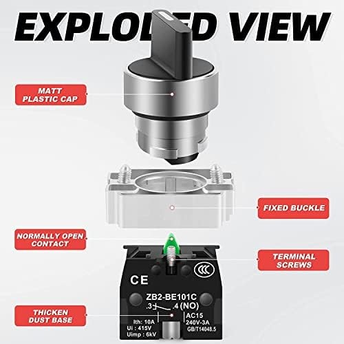 2PCS 2-Position Selector Latching Switch 600V 10A