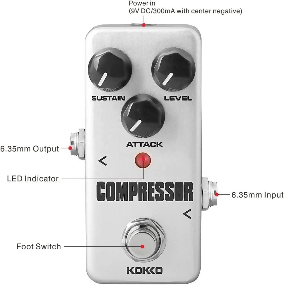 Durable Mini Guitar Compressor Pedal with LED Indicator - Enhanced Sound Control