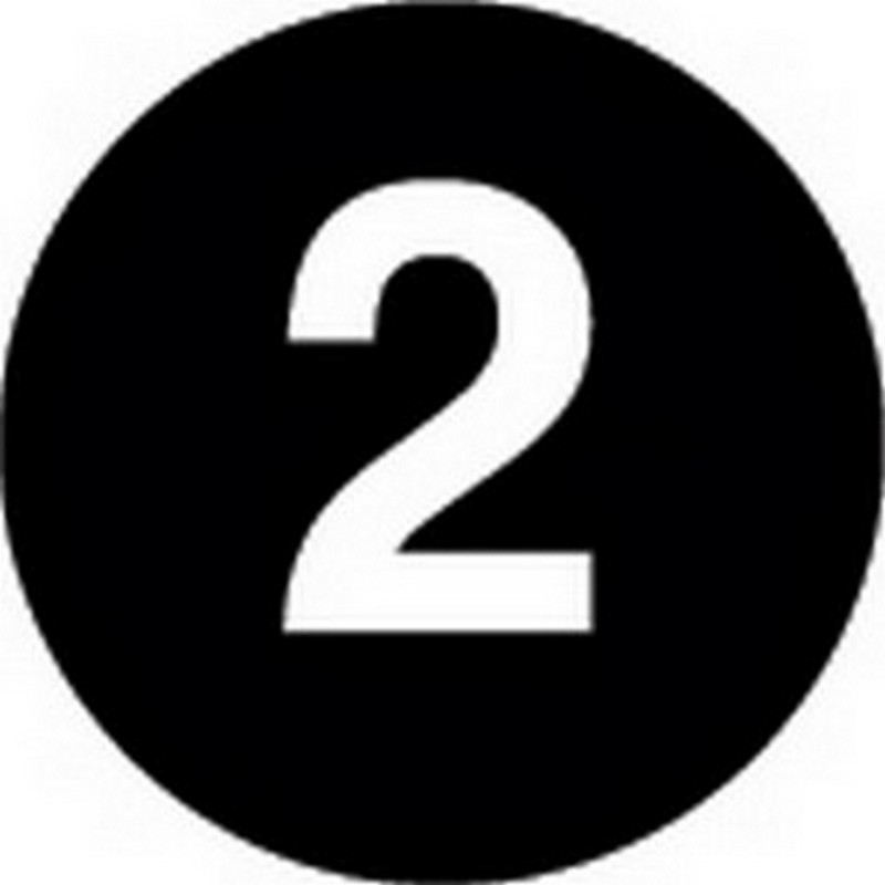 2" Diameter Number 2 Circle Labels (500 per Roll)