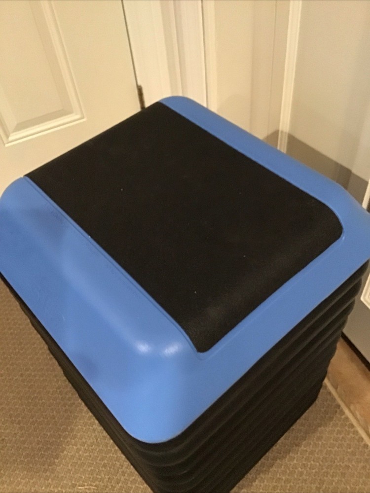 Set of 11 The Step Aerobics Platform & 10 Riser Steps Square w/ Angle Risers