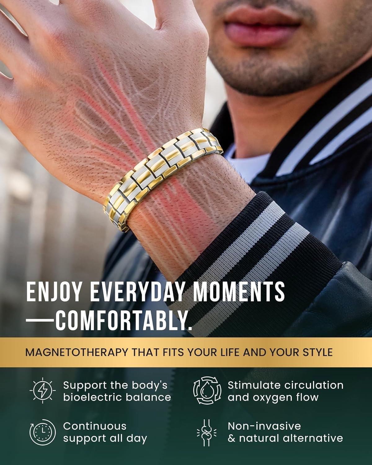 MagnetRX® Mens Bracelet Magnetic Healing Therapy Arthritis Pain Relief Bangle