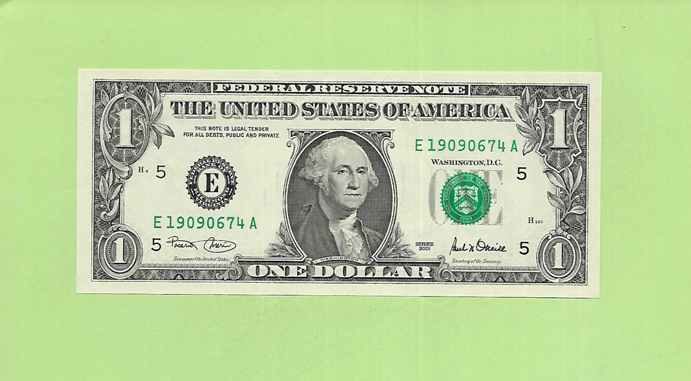2001 ..UNCIRC $1  E 1909 0674 A  .... 2001 $1  E-A      NICE NOTE          FRN