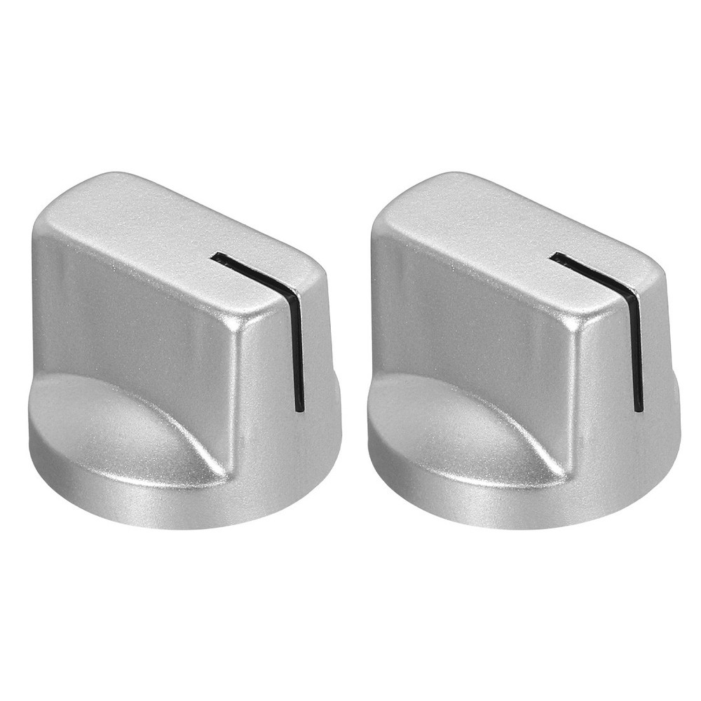 2Pcs 6.4mm Shaft Hole Pedal Knobs Pointer Control Knobs with Set Screw Silver