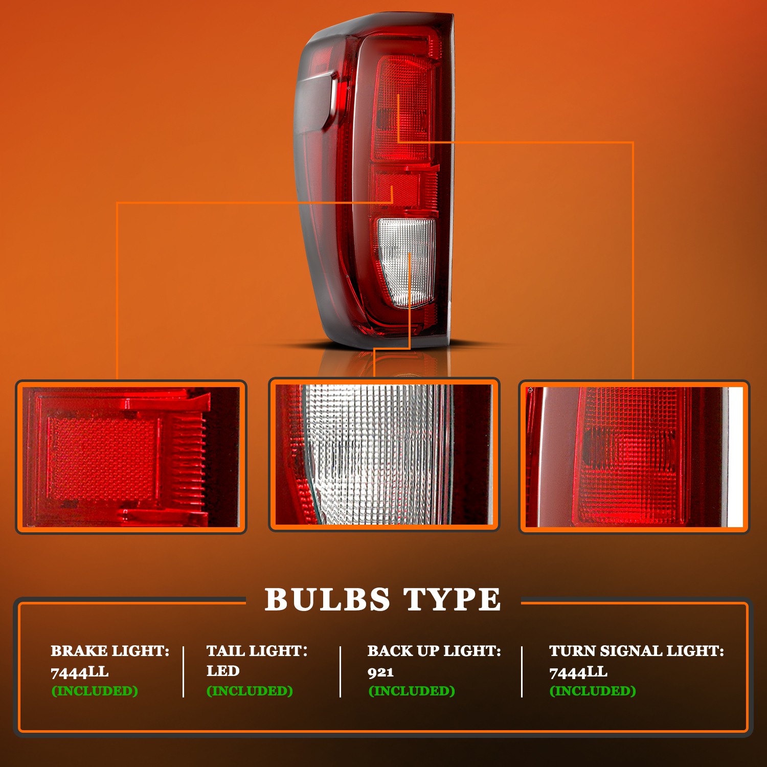 Pair Halogen Tail Light For 2019-2025 GMC Sierra 1500 2500HD W/ Full Bulbs LH+RH